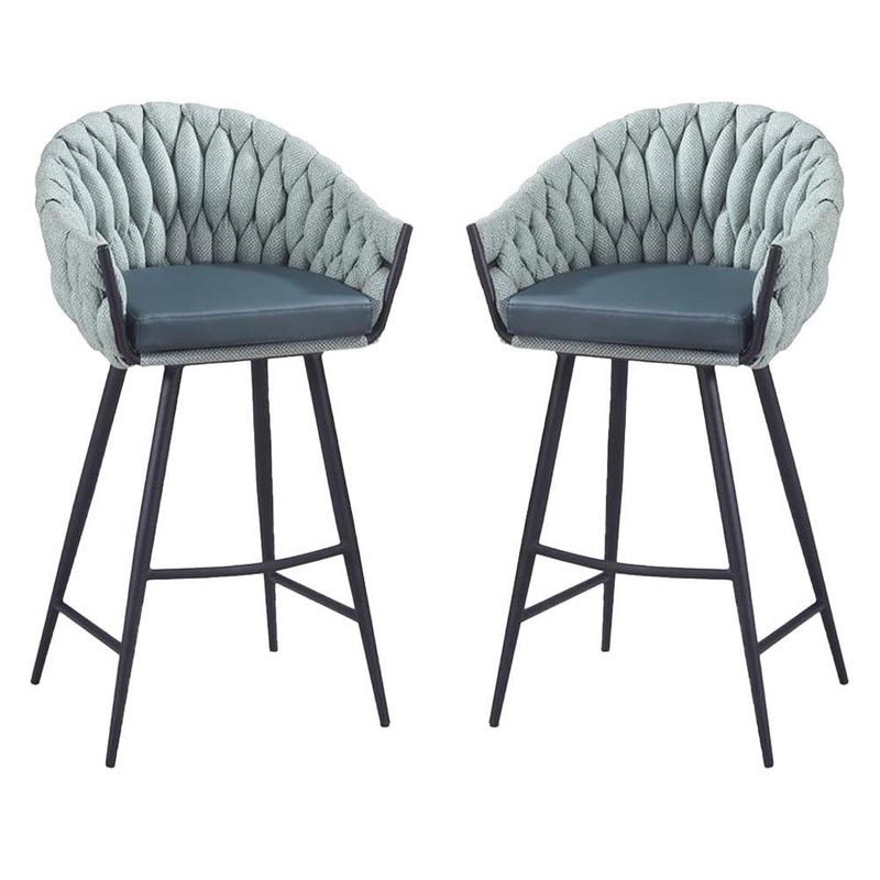 Set of 2 - Peak Fabric Bar Stool 75cm - Ocean Teal