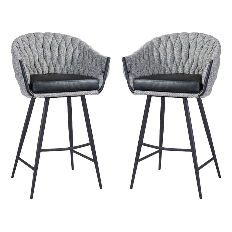 Set of 2 - Peak Fabric Bar Stool 75cm - Volcanic Ash