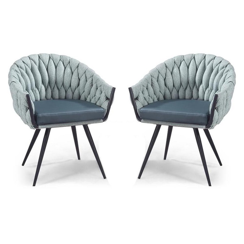 Set of 2 - Peak Fabric Dining Armchair - Ocean Teal