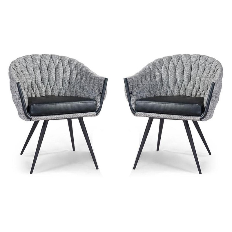 Set of 2 - Peak  Fabric Dining Armchair - Volcanic Ash