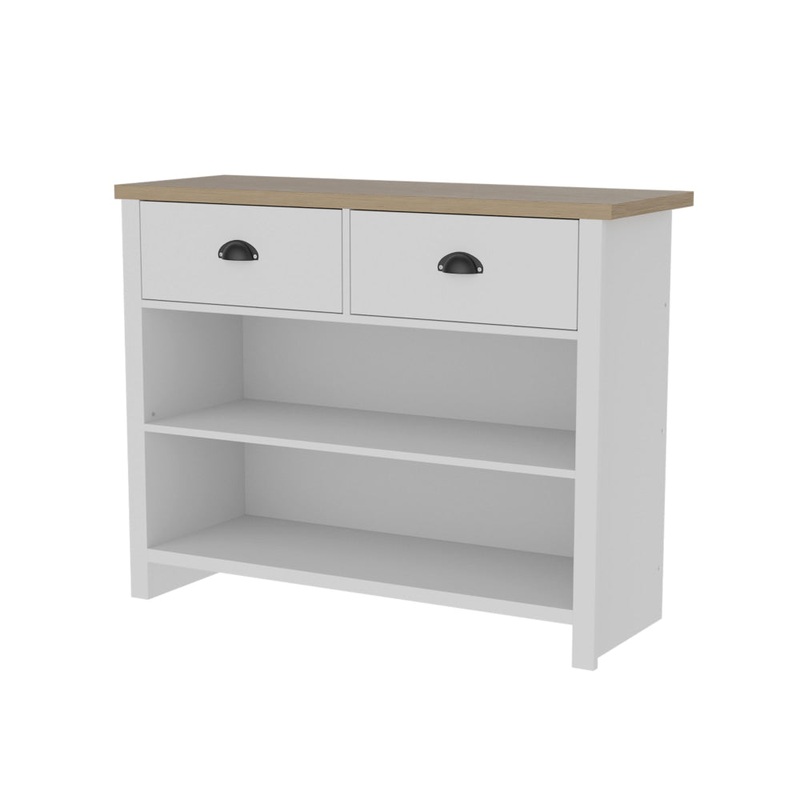 Ari Modern Hall Console Hallway Table - Oak & White