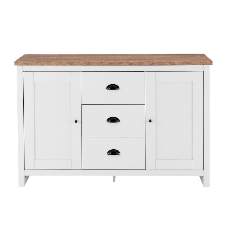 Ari Modern Sideboard Dresser Buffet Unit Storage Cabinet - Oak & White