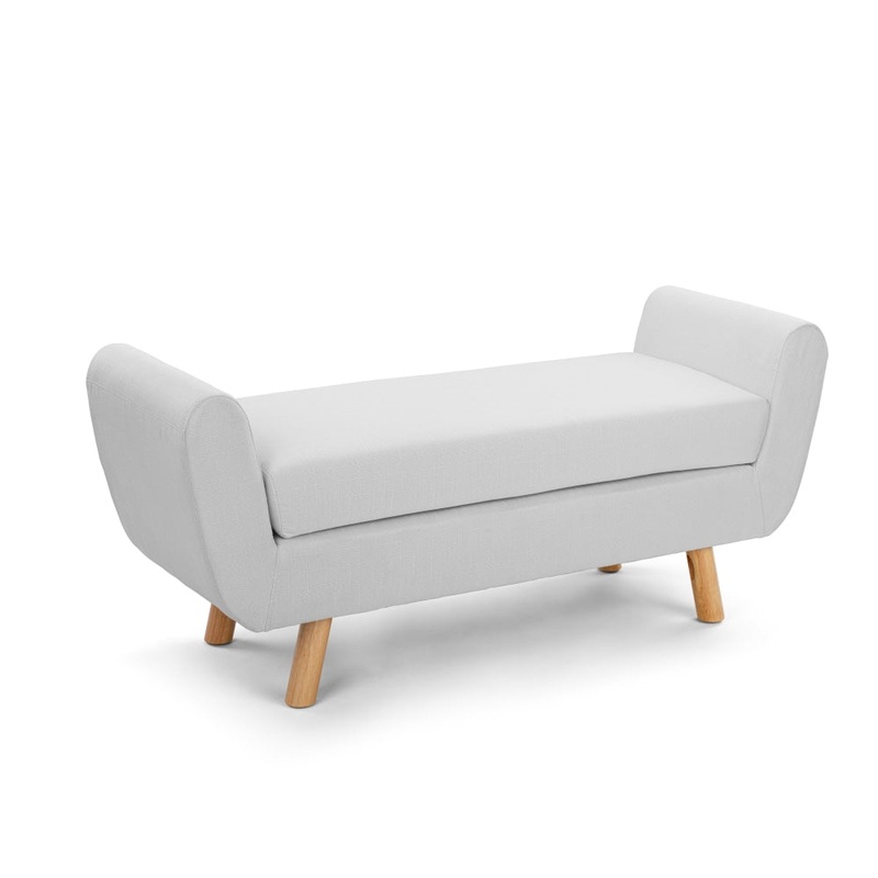Connor Fabric Wing Ottoman Bench Foot Stool - White
