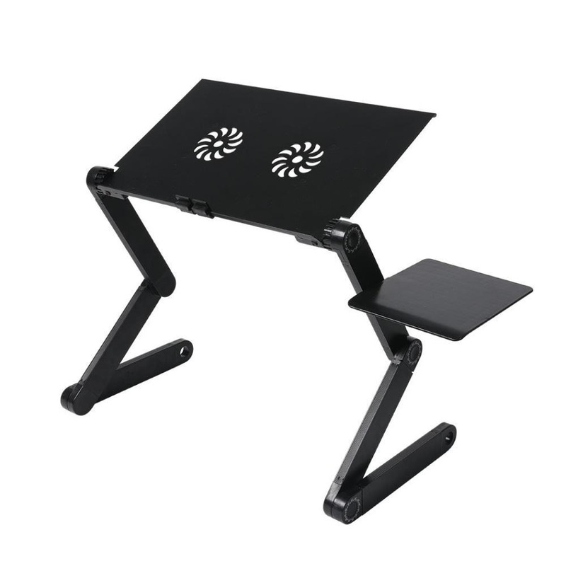 Foldable Laptop Desk Adjustable Stand Sofa Table Tray Mouse Board Portable Riser Black