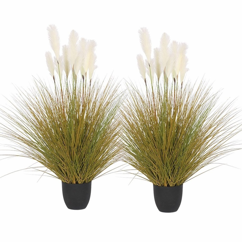 2X 137cm Artificial Indoor Potted Reed Bulrush Grass Tree Fake Plant Simulation Decorative