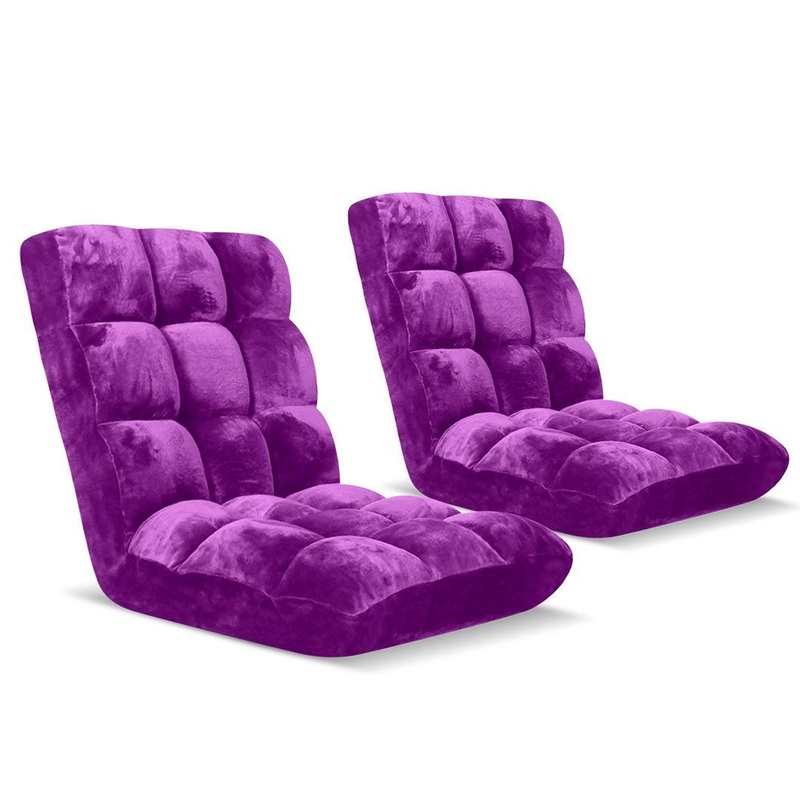2X Floor Recliner Folding Lounge Sofa Futon Couch Folding Chair Cushion Red