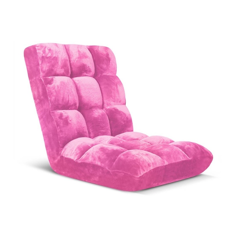 Floor Recliner Folding Lounge Sofa Futon Couch Folding Chair Cushion Light Pink