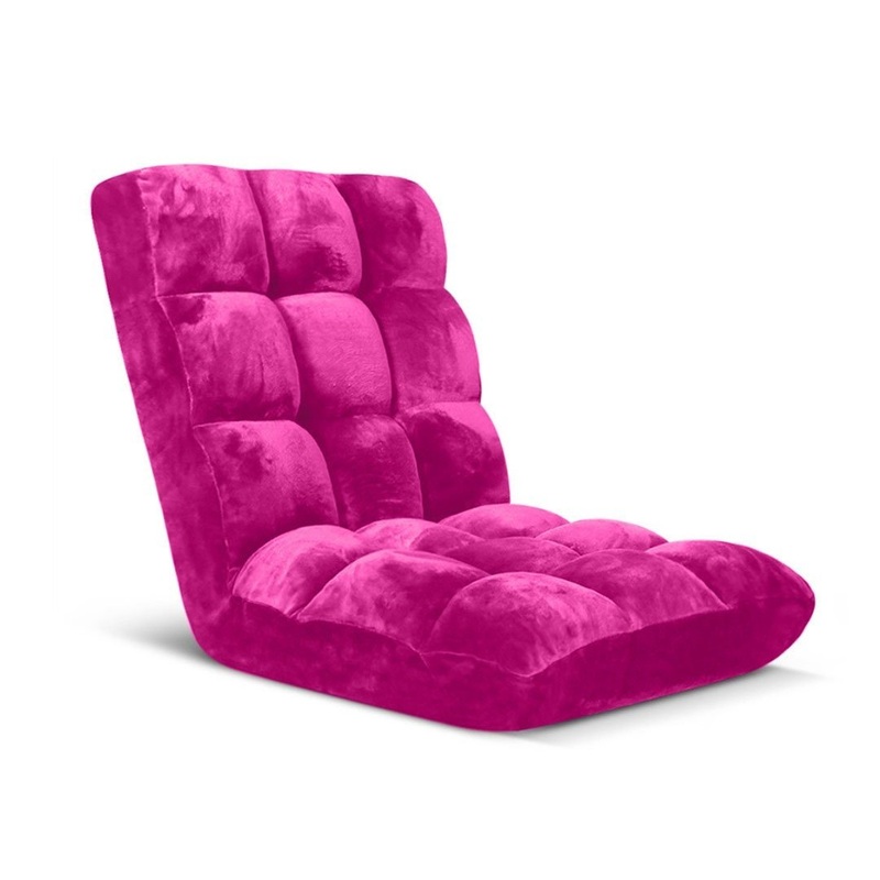 Floor Recliner Folding Lounge Sofa Futon Couch Folding Chair Cushion Pink