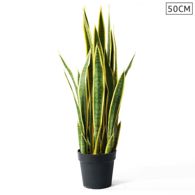 50cm Artificial Indoor Yellow Edge Tiger Piran Fake Decoration Tree Flower Pot Plant