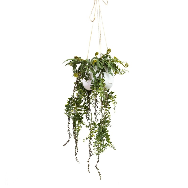 Barker Fern Artificial Fake Hanging Plant Decorative 87cm In Pot - Green