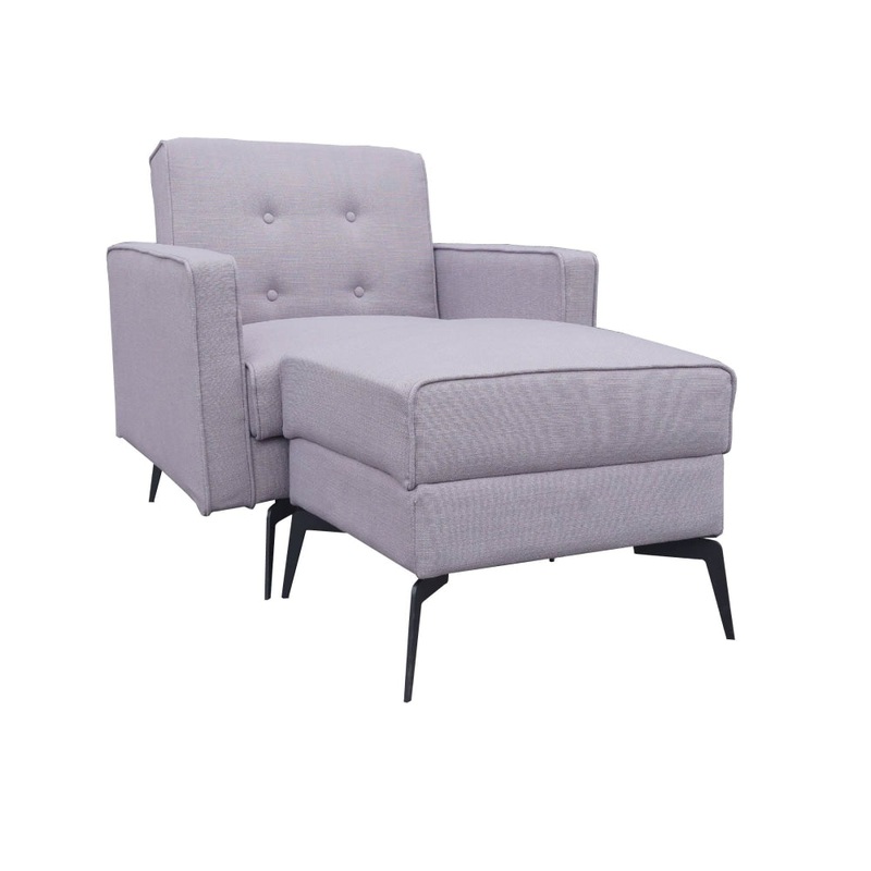 Fabric Accent Lounge Relaxing Chair W/ Ottoman - Light Brown