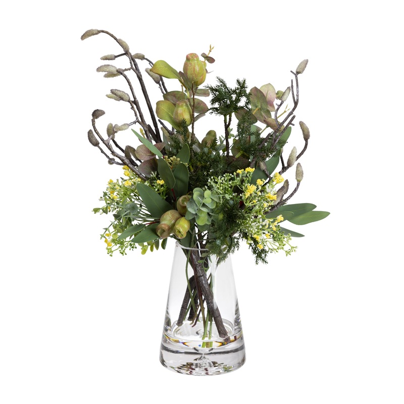 Gumnut Native Artificial Plant Decorative Arrangement 45cm In Glass - Multi Color