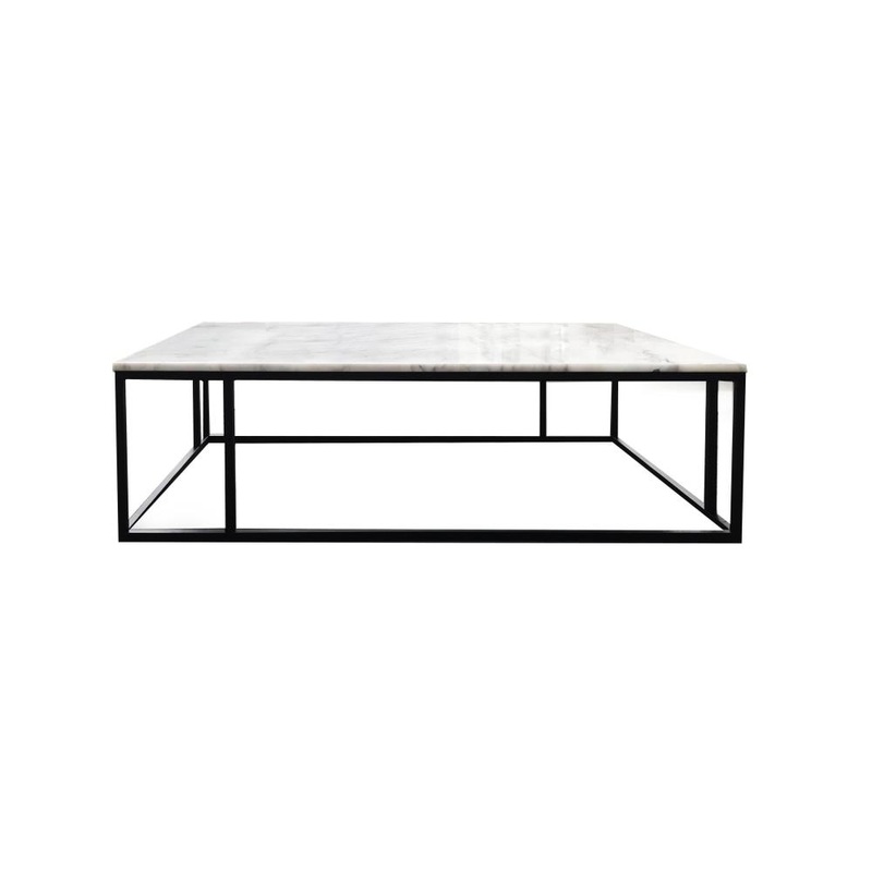 Lowell Rectangular Marble Modern Coffee Table Metal Frame 140cm - White