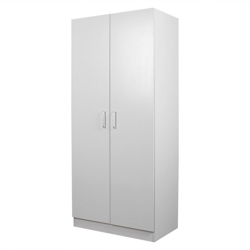 Modern 2-Door Multi-Purpose Wardrobe Closet Clothes Storage Cabinet - White