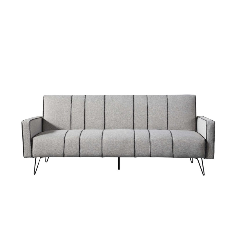 Modern Designer Fabric 3-Seater Sofa Bed Metal Legs - Grey