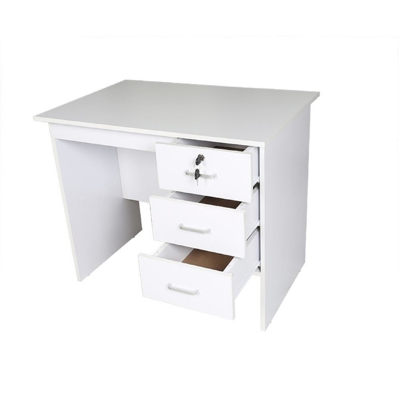 Modern Office Writing Study Desk 120cm W/ 3-Drawers - White