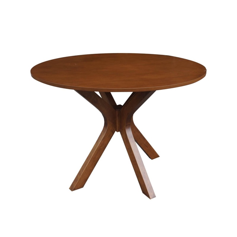 Modern Round Wooden Dining Table 105cm - Walnut