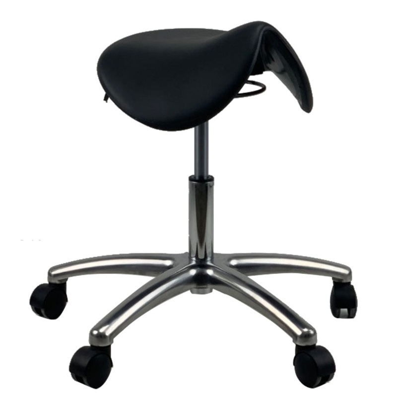 MUELLER Saddle AFRDI Chrome Base Office Lab Task Stool Computer Chair - Black