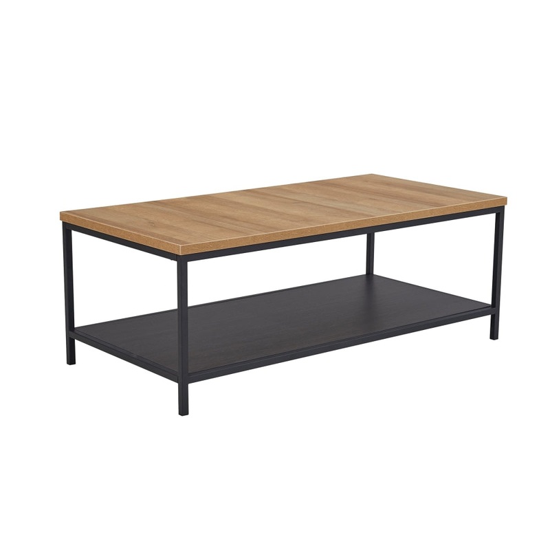 Open Shelf Rectangular Coffee Table - Oak