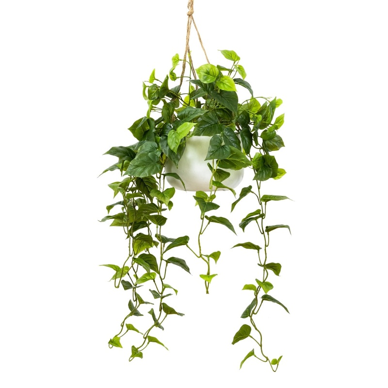 Philo Bush Artificial Fake Hanging Planter 100cm Decorative W/ Rope - Green