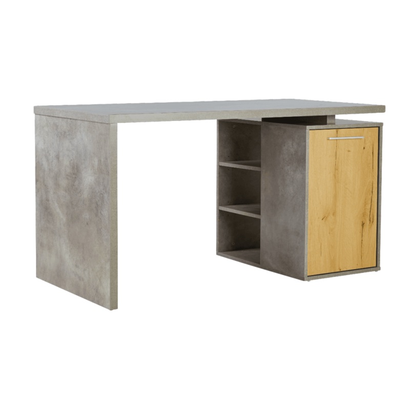 Wooden Office Study Writing Computer Desk Table 140cm W/ Storage - Grey