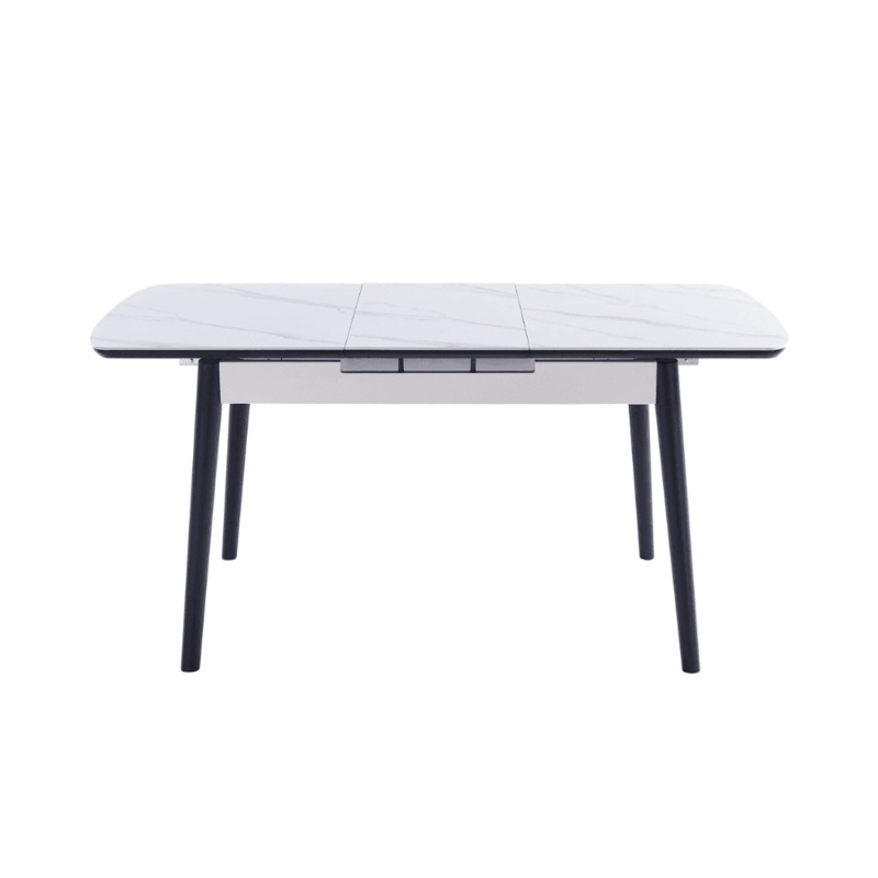 Janice Extension Rectangular Dining Table 120-140cm - Snow White Ceramic
