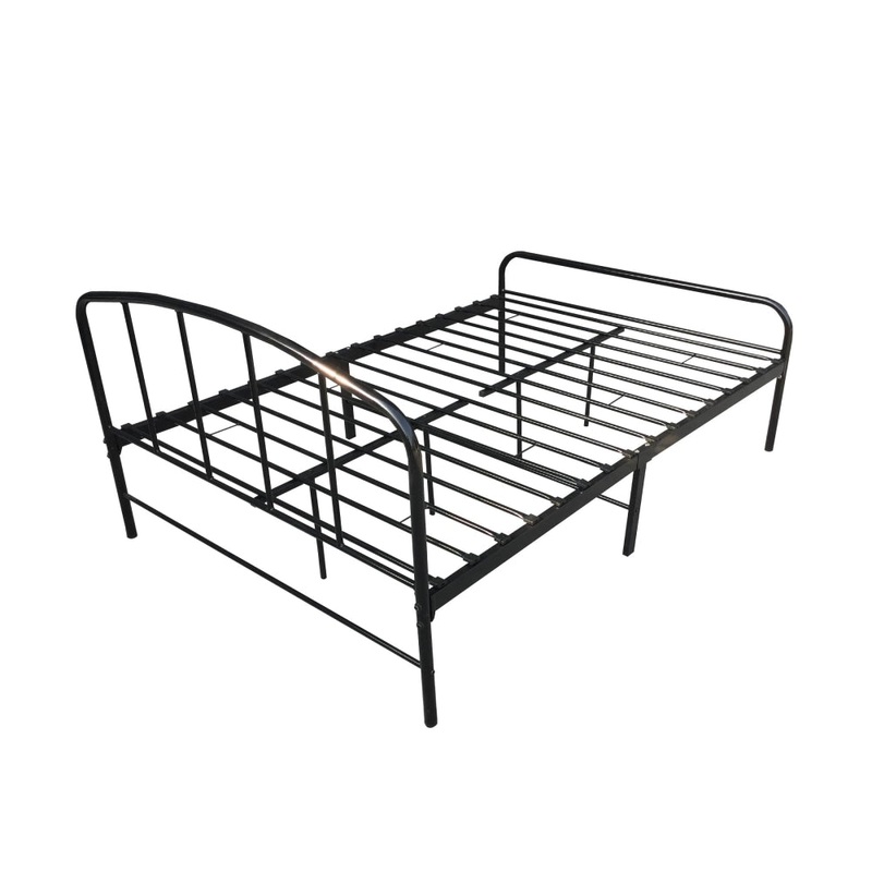 Metal Bedframe Queen Size Country Style - Black