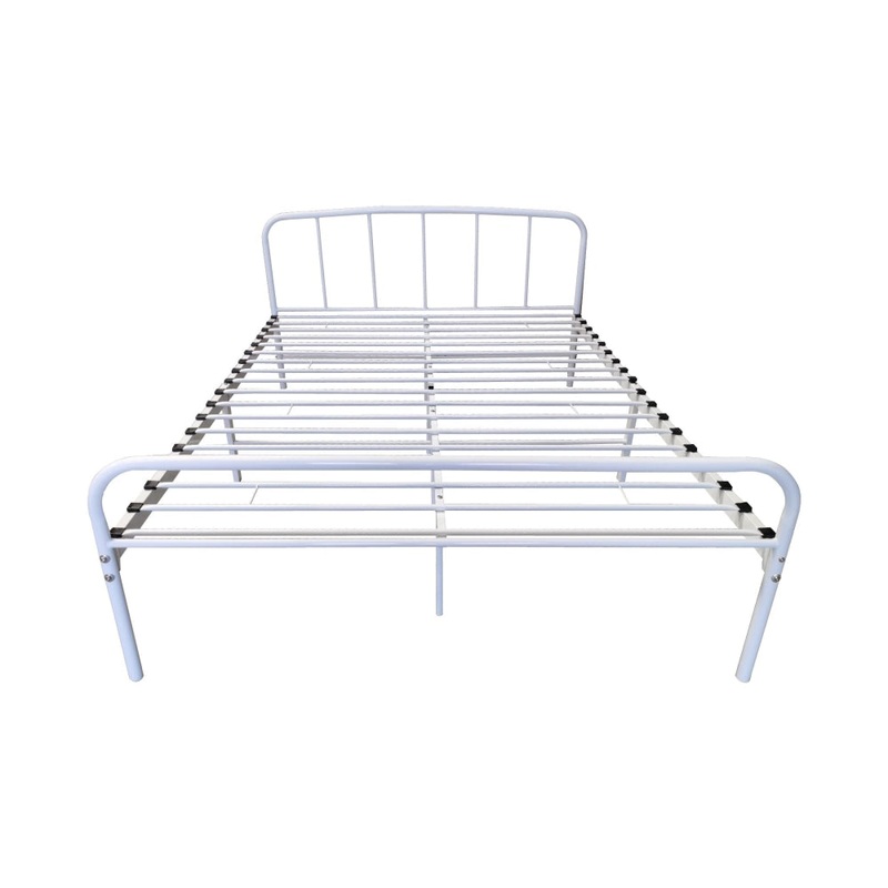 Metal Bedframe Queen Size Country Style - White