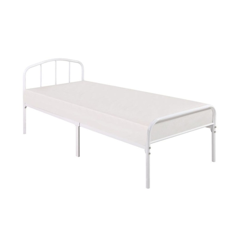 Metal Bedframe Single Size Country Style - White