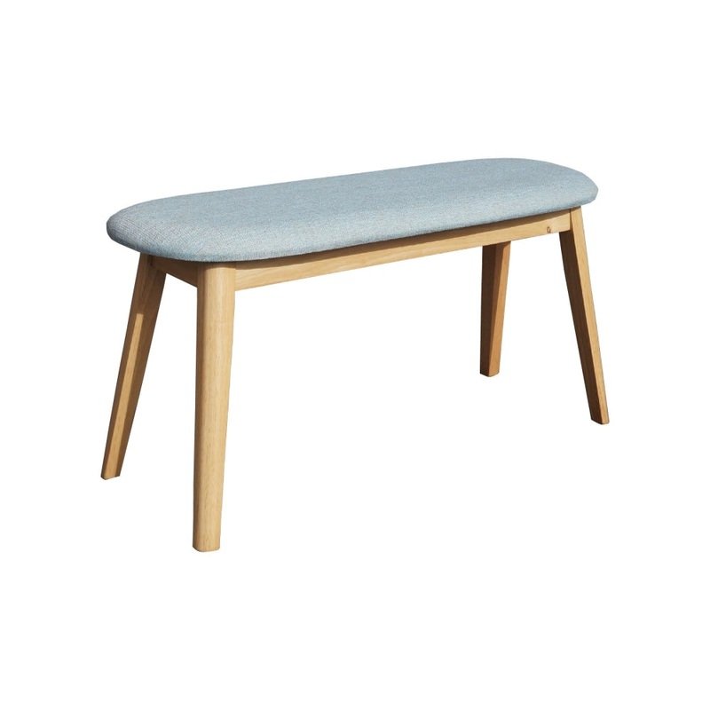 Modern Fabric Dining Bench Wooden Frame - Mint & Oak