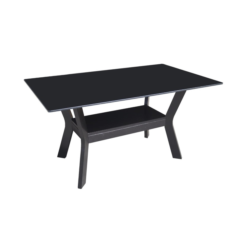 Rectangle Dining Table Glass Top Wooden Frame - Cappucino