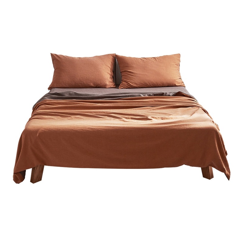 Sheet Set Cotton Sheets Double Orange Brown