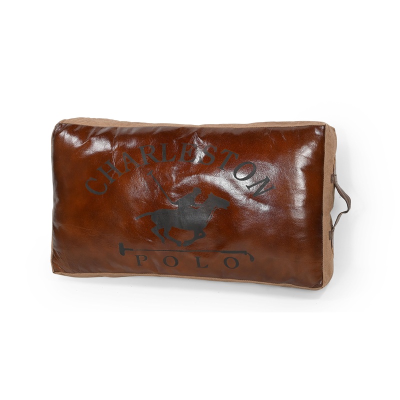 Chaleston Polo Hand-Made Vintage Rustic Leather Canvas Cushion