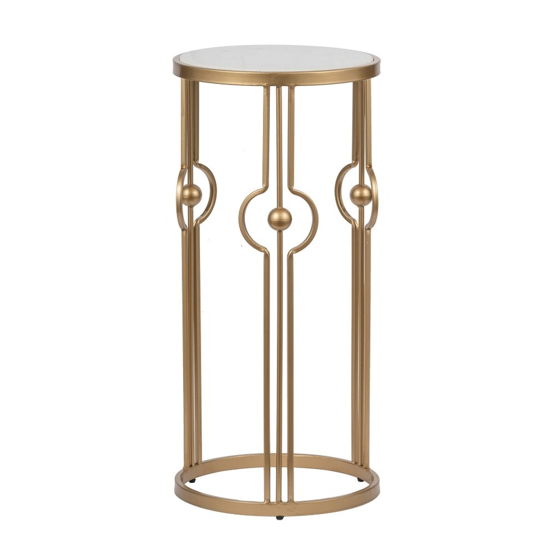 Hoop Round Art Deco Marble Side Table Metal Frame 30cm