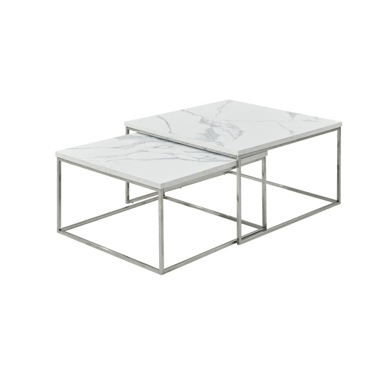Square Nesting Coffee Table Set - White