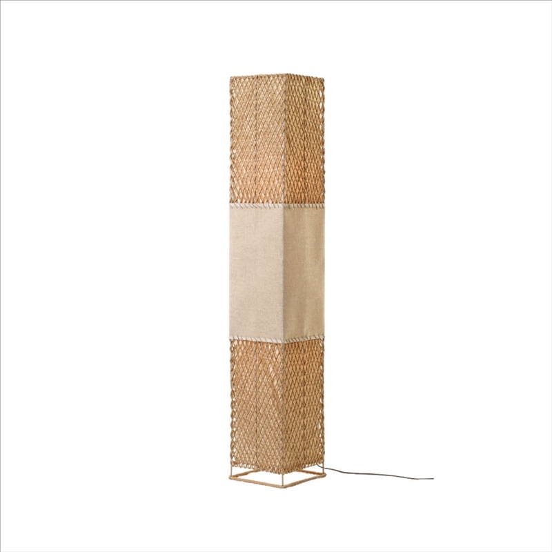 Agatha Metal Base Paper Rope Fabric Share Floor Light Lamp Khaki