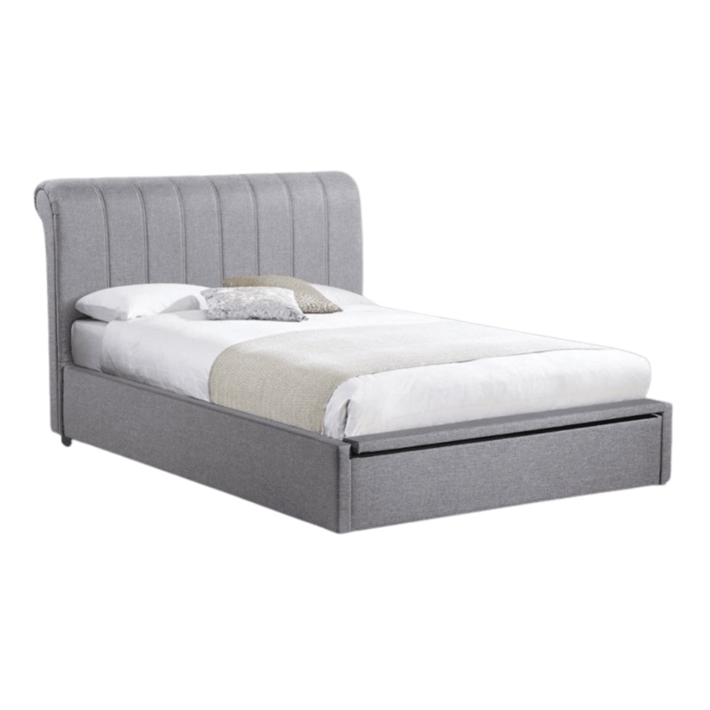 Daniela Modern Fabric Gas Lift Bed Frame Double Size - Light Grey
