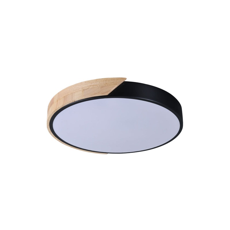 Ellington Metal Wood Modern Ceiling Light Lamp Large/Black