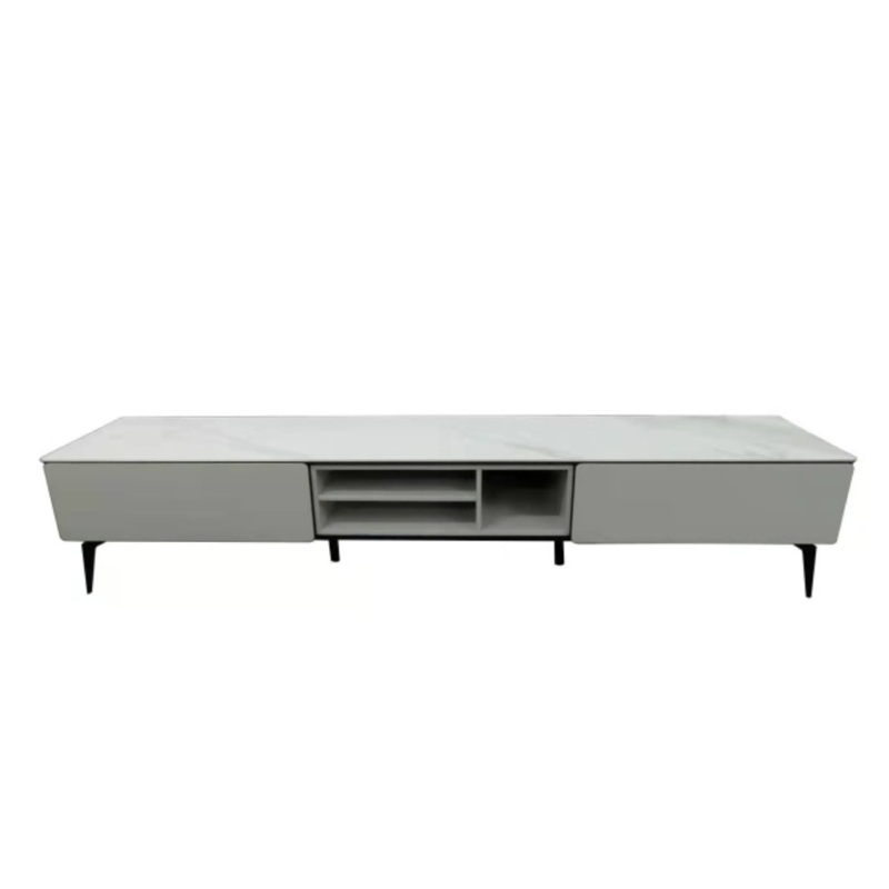 Lucinda Sintered Stone Lowline TV Stand Entertainment Unit 200cm - White