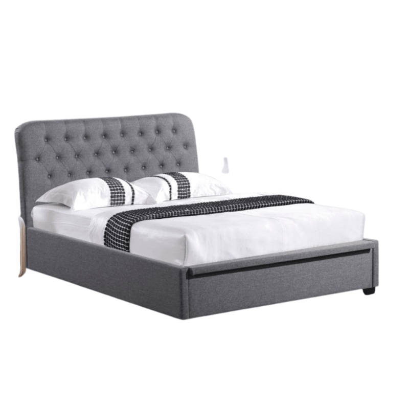 Norah Modern Fabric Gas Lift Tufted Bed Frame Queen Size - Dark Grey