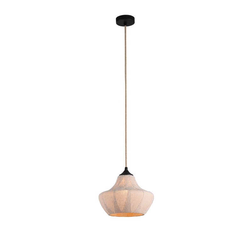 Pascal Modern Glass Fabric Wine Glass Shape Shade Hanging Pendant Light Lamp Black/Linen