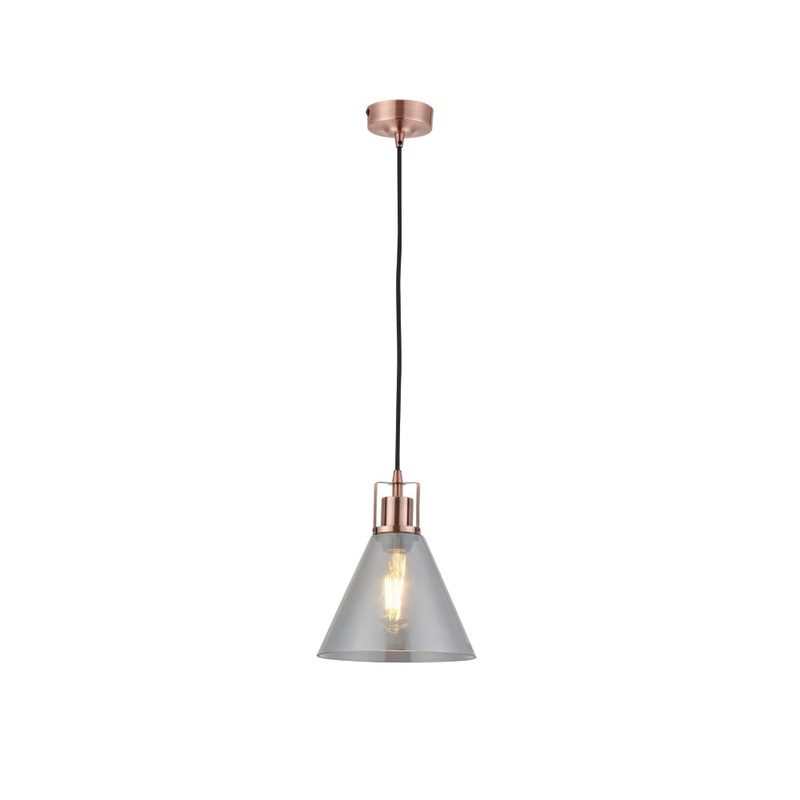 Willis Modern Glass Shade Hanging Pendant Light Lamp Antique Copper/Smoky