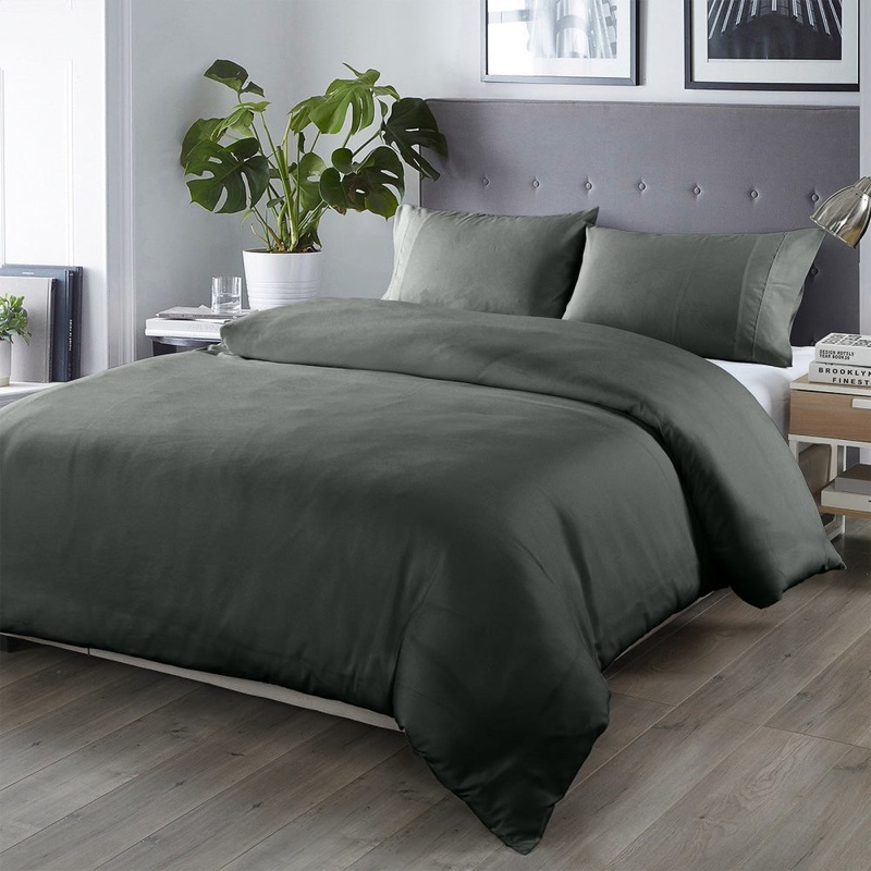 Royal Comfort Blended Bamboo Quilt Cover Sets - Charcoal - King