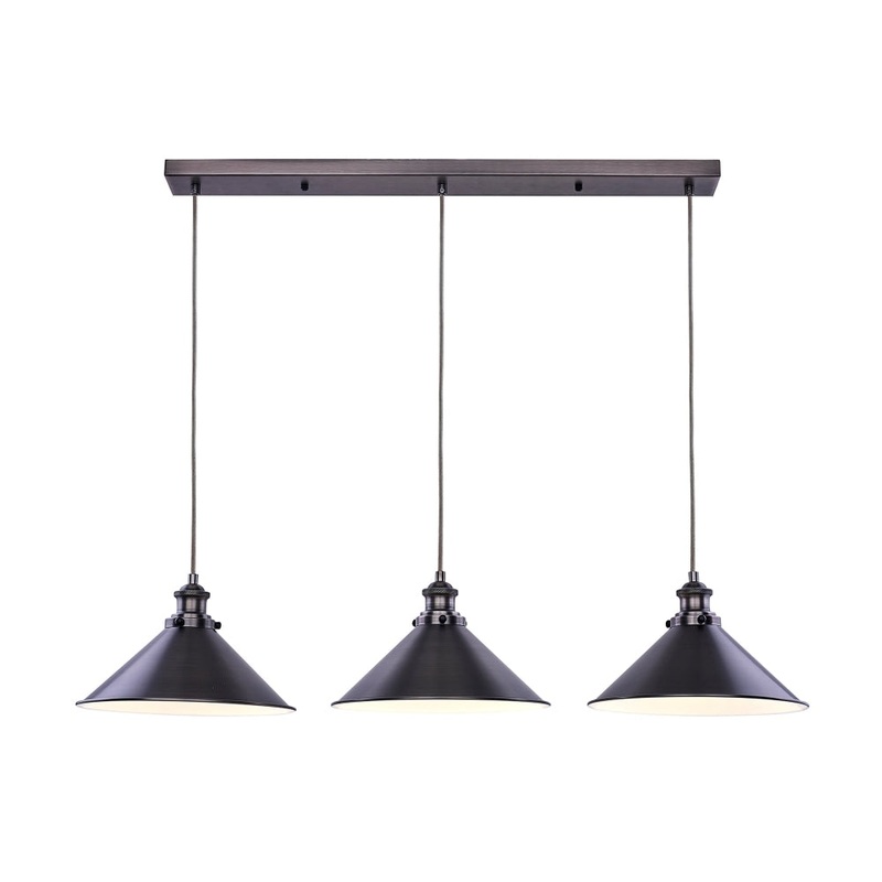 Ambrose Modern 3-Lights Metal Shade Ceiling Lamp Light Pewter