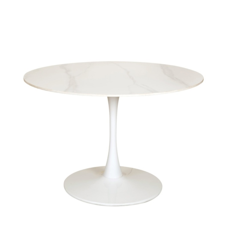 Fari Round Ceramic Kitchen Dining Table 110cm - White Sevella