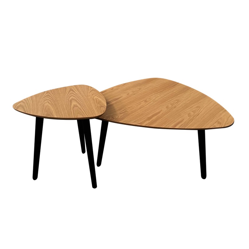 Hilda Nesting Set of 2 Living Room Coffee Table - Natural / Black Legs