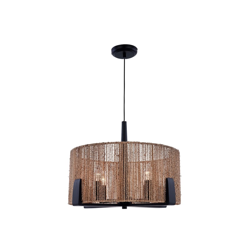 Oakley Modern Classic Rattan Shade Pendant Lamp Light Black