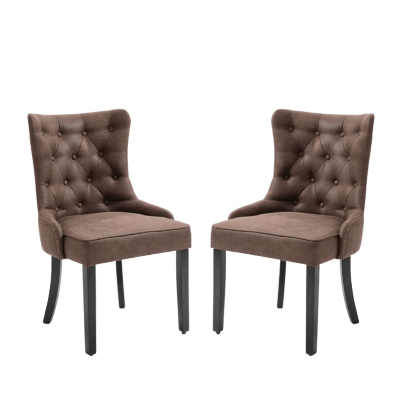 Set Of 2 Atlas Fabric Modern Dining Chair - Brown