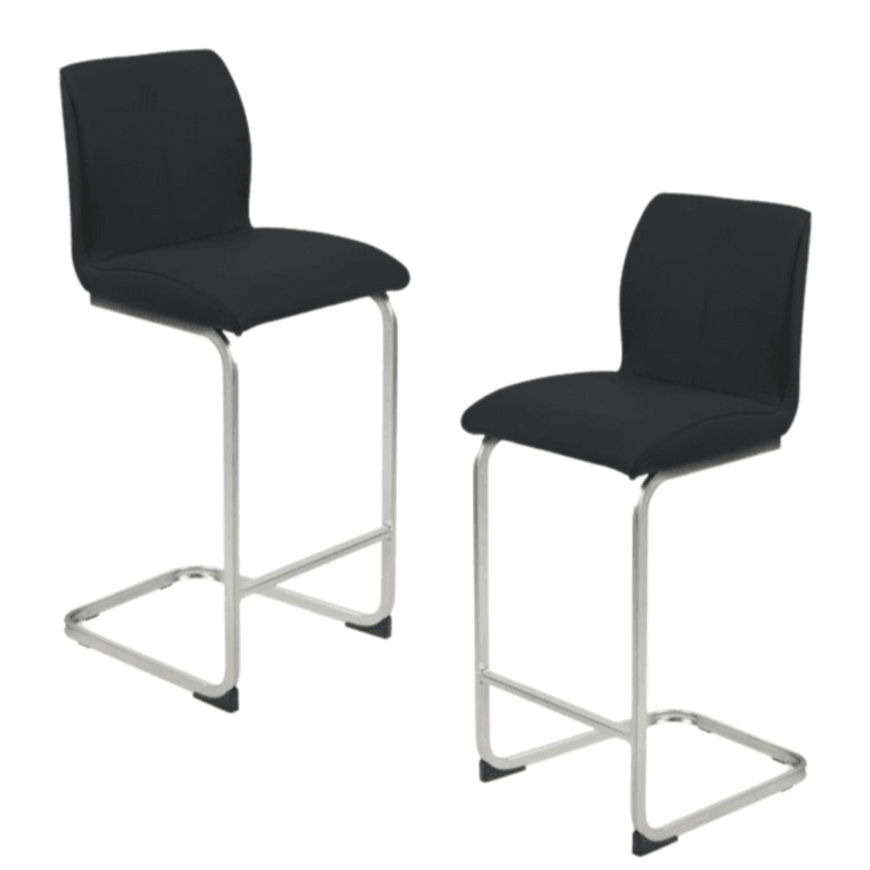Set Of 2 Minga Eco Leather Kitchen Counter Bar Stools - Black
