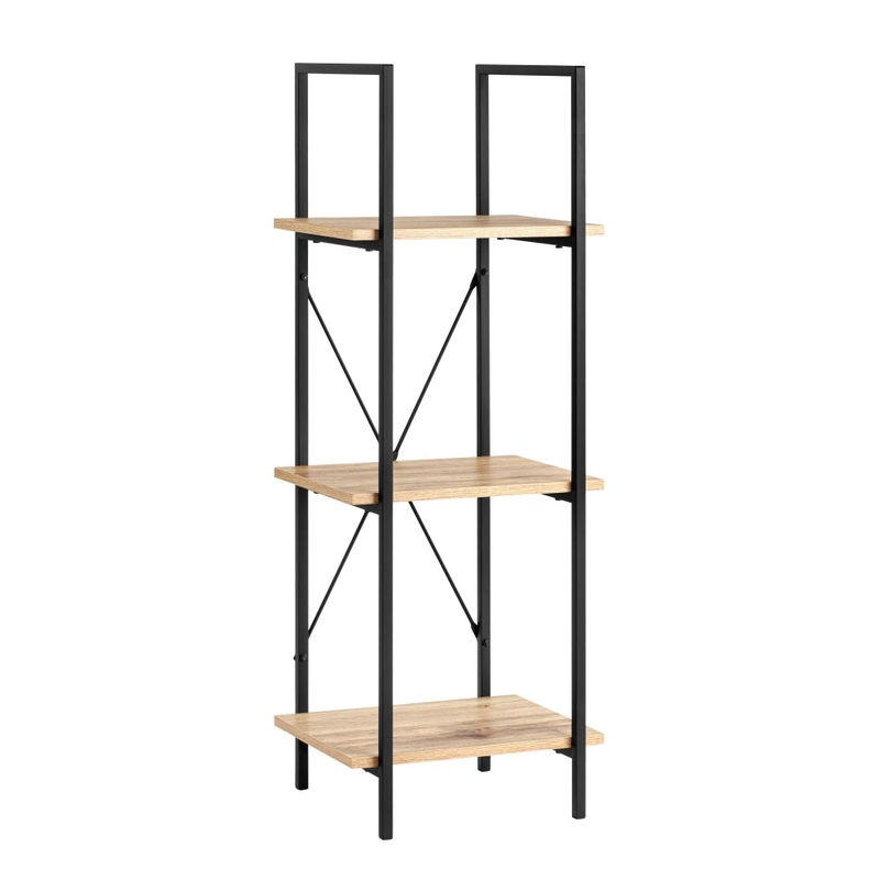 Arwen 3-Tier Small Bookcase Display Shelf Storage Unit - Oak/Black